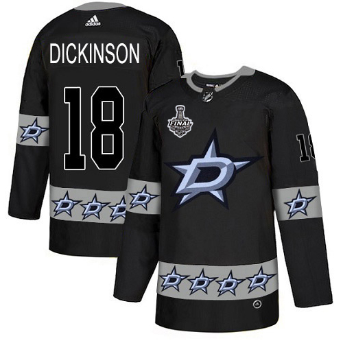 Men Adidas Dallas Stars 18 Jason Dickinson Black Authentic Team Logo Fashion 2020 Stanley Cup Final Stitched NHL Jersey